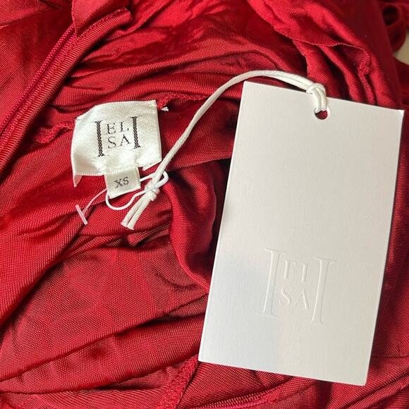 Helsa Slinky Jersey Sarong Long Sleeve Draped Maxi Dress in Samba Red Size XS - Picture 11 of 13